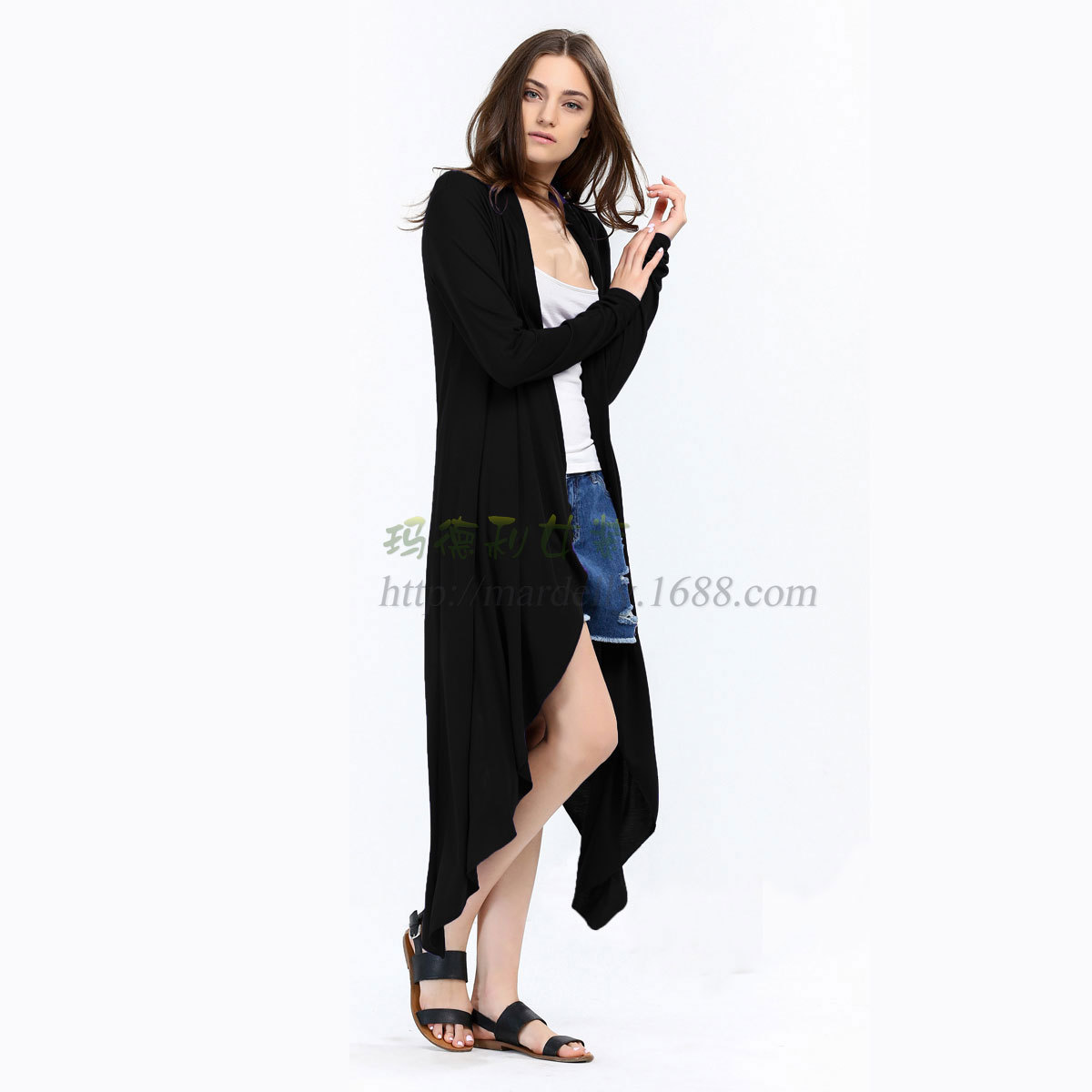 SZ60003-1-2 Fashion Ladies Long Cardigans Knit Sweaters For Women